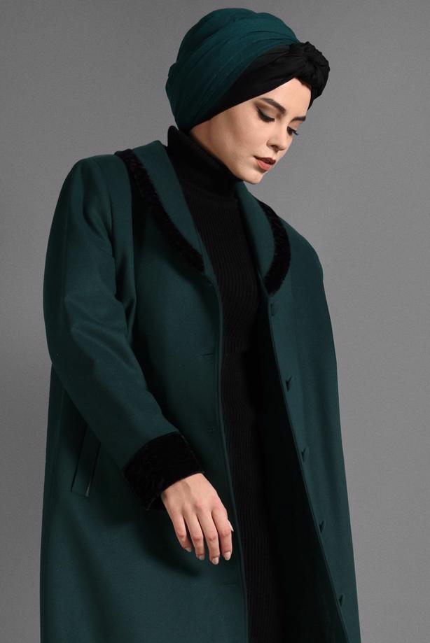 Vêtements hijab VERT MANTEAU À BOUTONNÉ 9696  - TRENDTESETTÜR