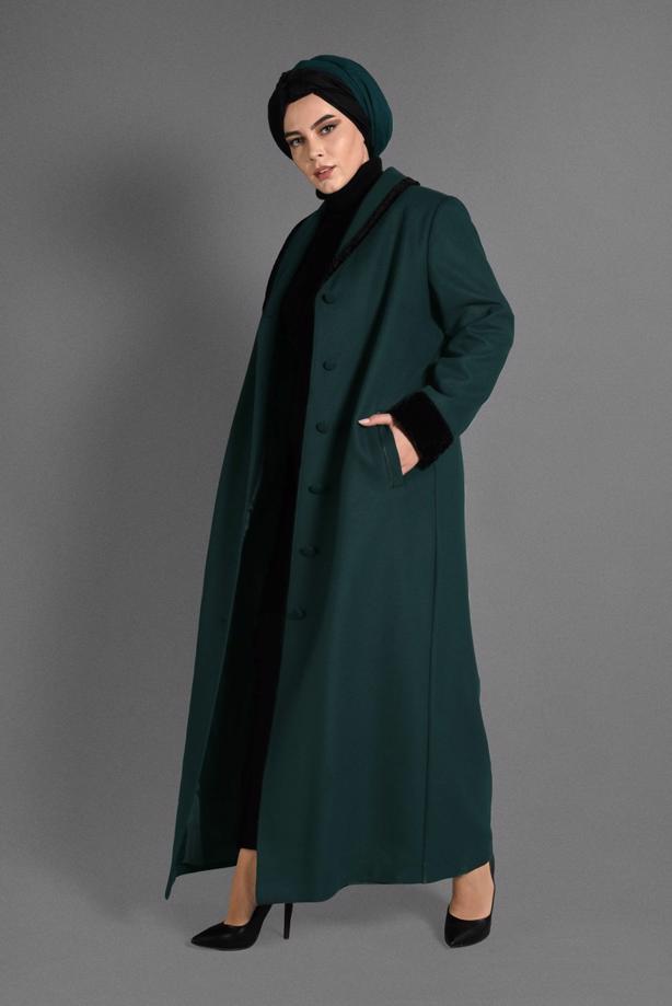 Vêtements hijab VERT MANTEAU À BOUTONNÉ 9696  - TRENDTESETTÜR