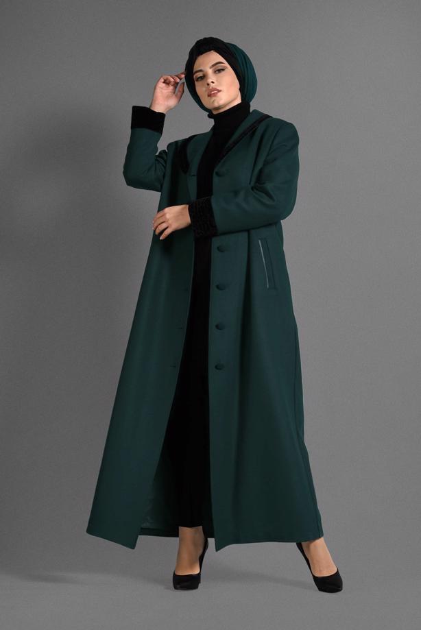 Vêtements hijab VERT MANTEAU À BOUTONNÉ 9696  - TRENDTESETTÜR
