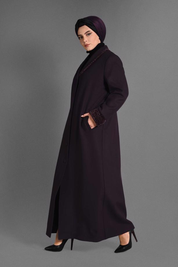Vêtements hijab POURPRE MANTEAU À BOUTONNÉ 9696  - TRENDTESETTÜR
