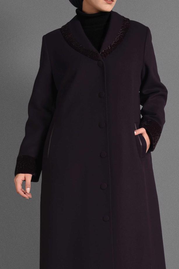 Vêtements hijab POURPRE MANTEAU À BOUTONNÉ 9696  - TRENDTESETTÜR