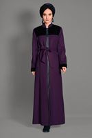 Hijab clothing PLUM BEADED MANDARIN COLLAR TRENCH-COAT 9715 