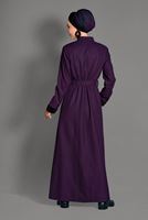Hijab clothing PLUM BEADED MANDARIN COLLAR TRENCH-COAT 9715 