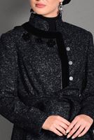 Tesettür giyim SİYAH HAKİM YAKA KUŞAKLI MANTO 9717