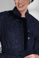 Tesettür giyim LACİVERT HAKİM YAKA KUŞAKLI MANTO 9717