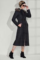 Tesettür giyim SİYAH BİYELİ KAPİTONE MANTO 9746