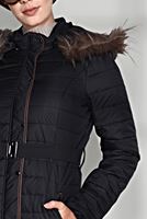 Tesettür giyim SİYAH BİYELİ KAPİTONE MANTO 9746