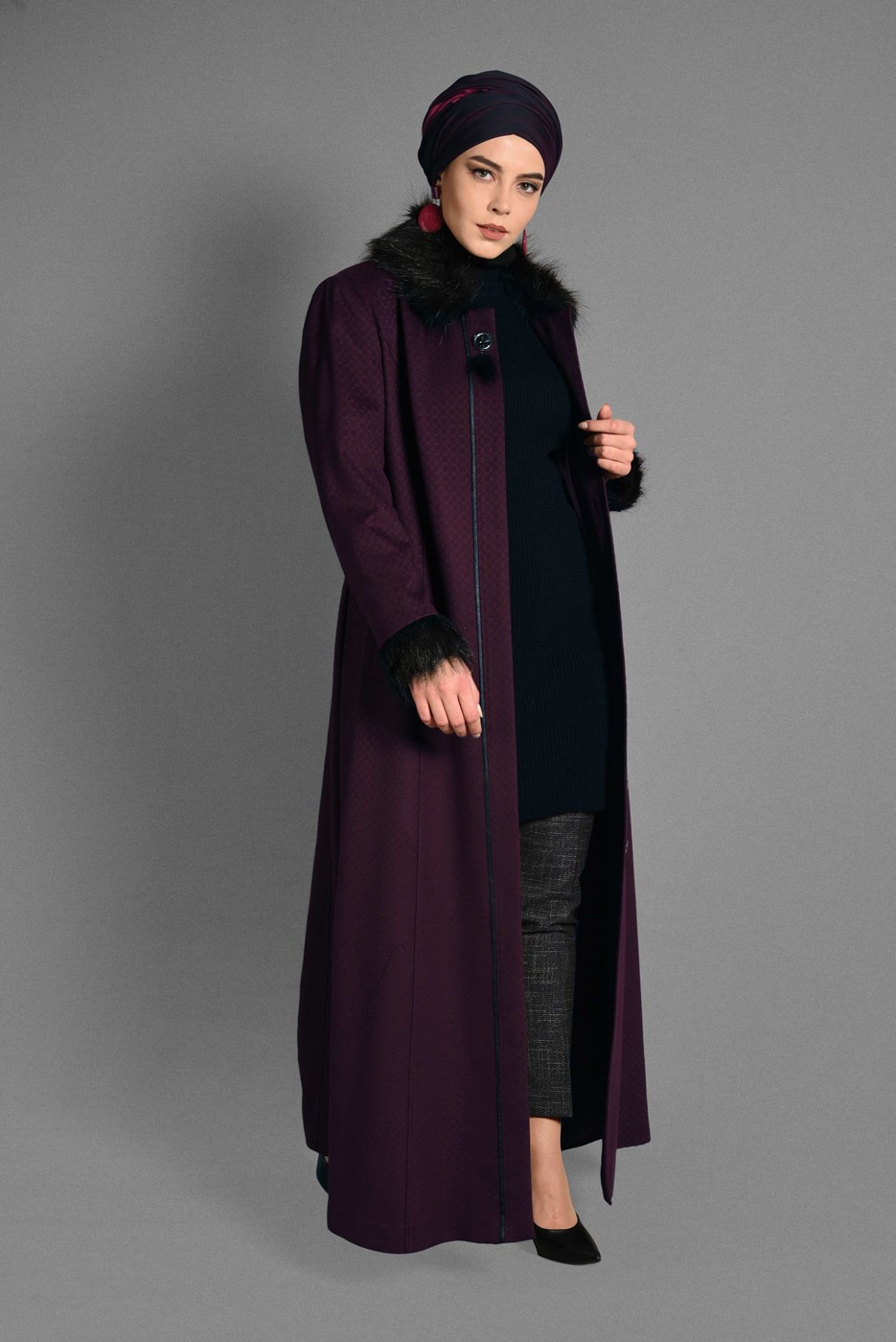 Vêtements hijab PRUNE CABAN À BOUTONNÉ 9755 