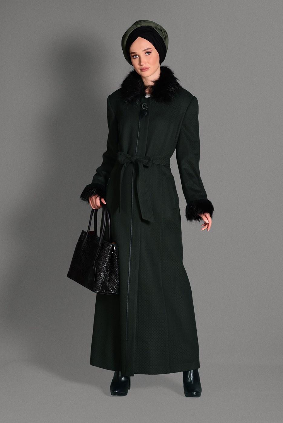 Vêtements hijab KAKI CABAN À BOUTONNÉ 9755