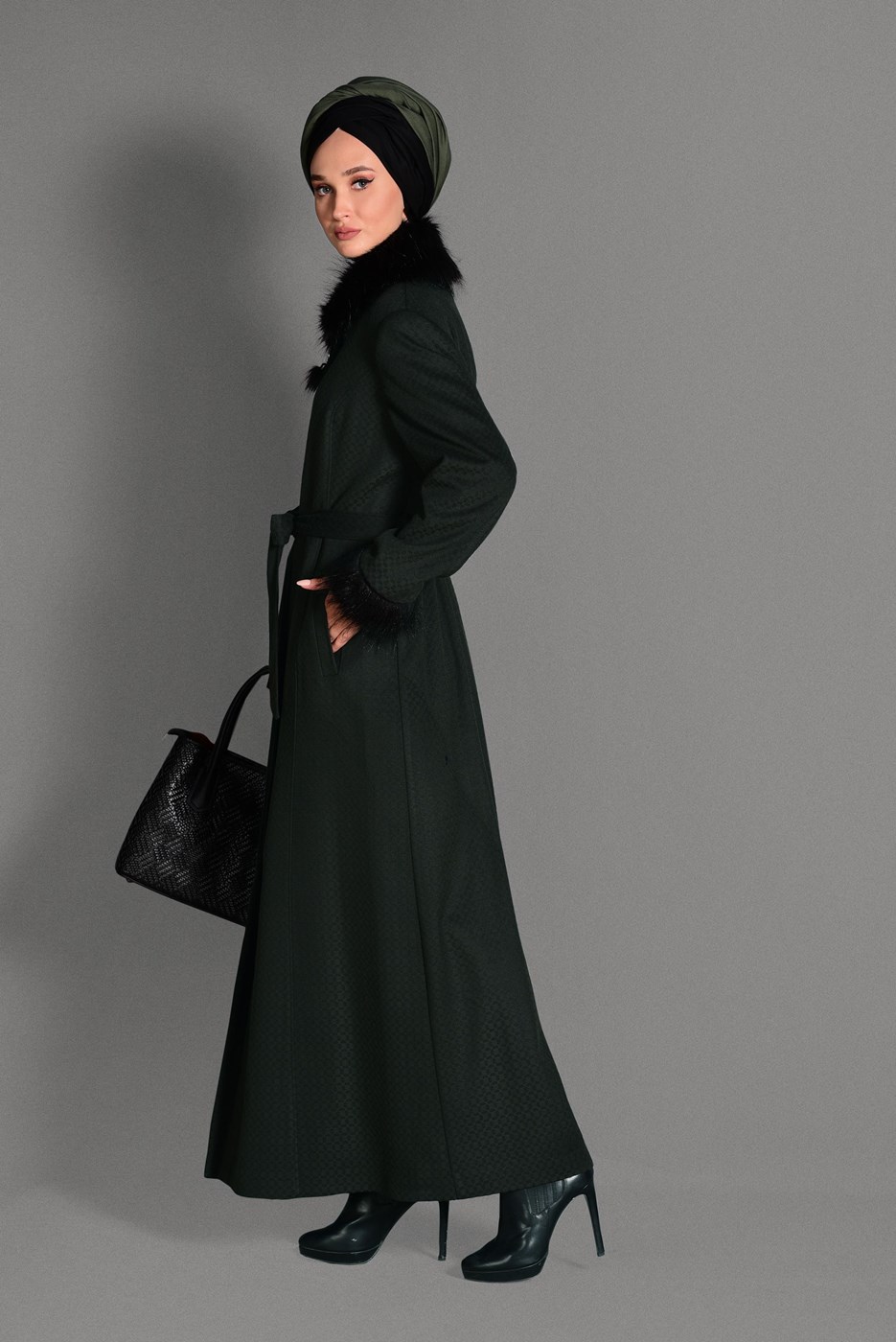 Vêtements hijab KAKI CABAN À BOUTONNÉ 9755