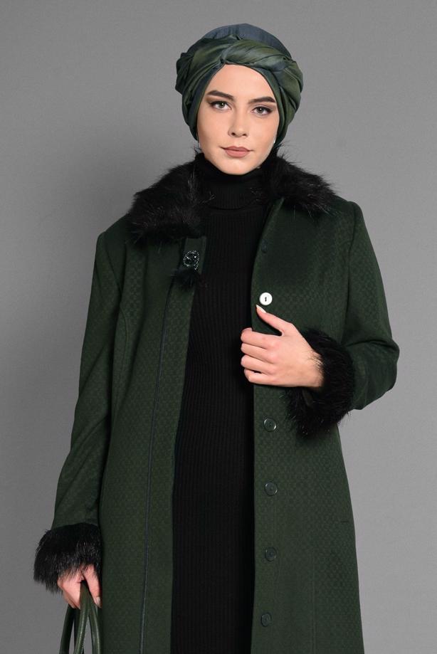 Vêtements hijab VERT CABAN À BOUTONNÉ 9755  - TRENDTESETTÜR