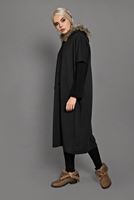 Tesettür giyim SİYAH KAPÜŞONLU CEP DETAYLI PANÇO  35181
