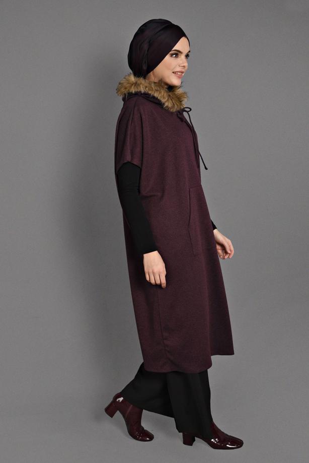 Tesettür giyim  KAPÜŞONLU CEP DETAYLI PANÇO  35181 - TRENDTESETTÜR