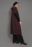 Tesettür giyim BORDO KAPÜŞONLU CEP DETAYLI PANÇO  35181