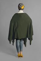 Tesettür giyim HAKİ ASİMETRİK TRİKO  PANÇO T 99101