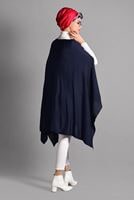 Tesettür giyim LACİVERT ASİMETRİK TRİKO  PANÇO T 99101