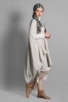 Tesettür giyim BEJ ASİMETRİK TRİKO  PANÇO T 99101