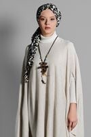 Tesettür giyim BEJ ASİMETRİK TRİKO  PANÇO T 99101