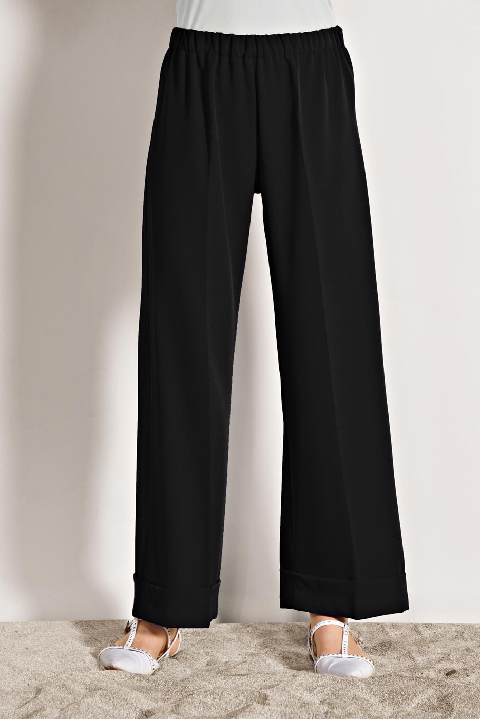 Tesettür giyim SİYAH BEL KISMI LASTİKLİ BOL PAÇA PANTOLON 9954 