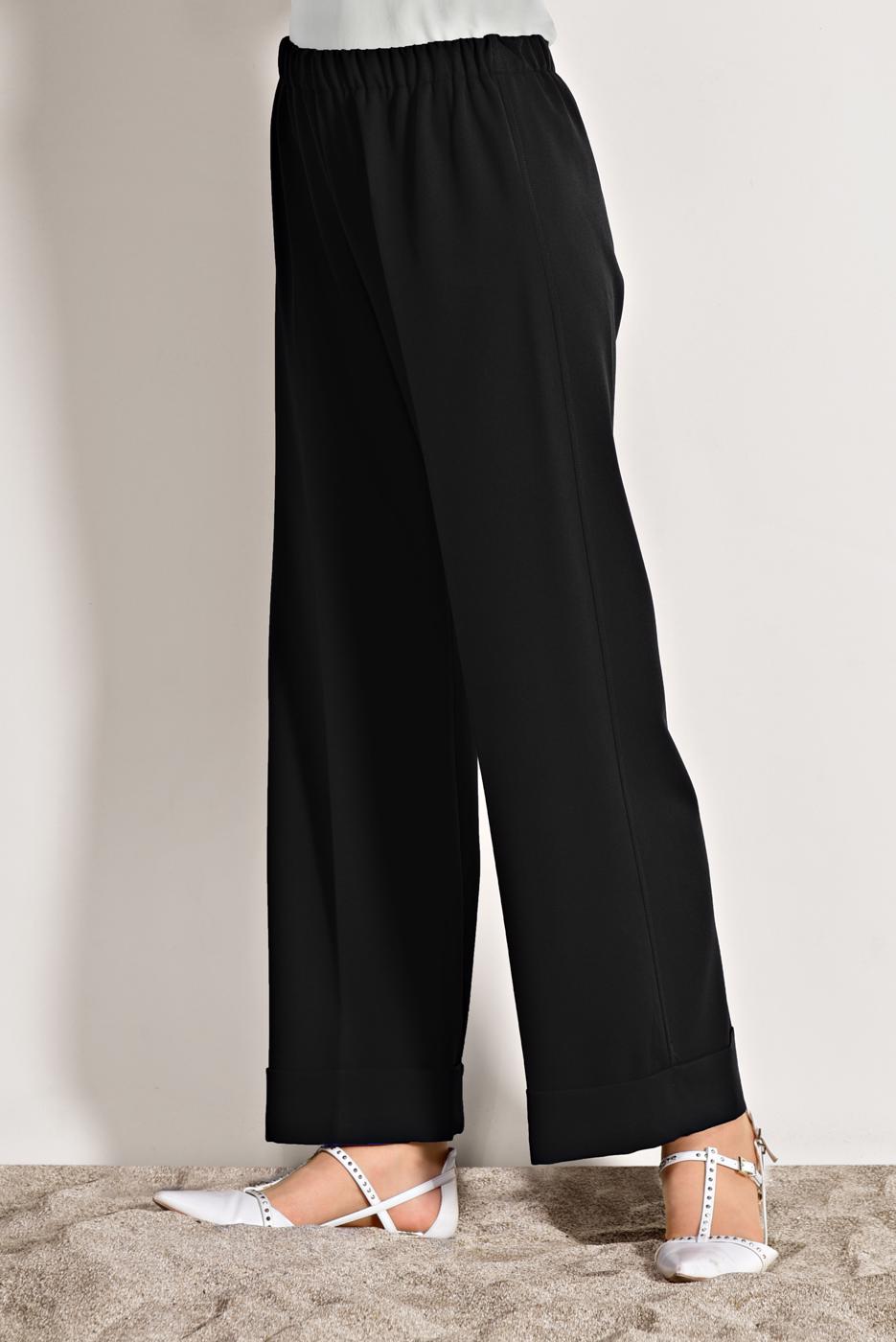 Tesettür giyim SİYAH BEL KISMI LASTİKLİ BOL PAÇA PANTOLON 9954 