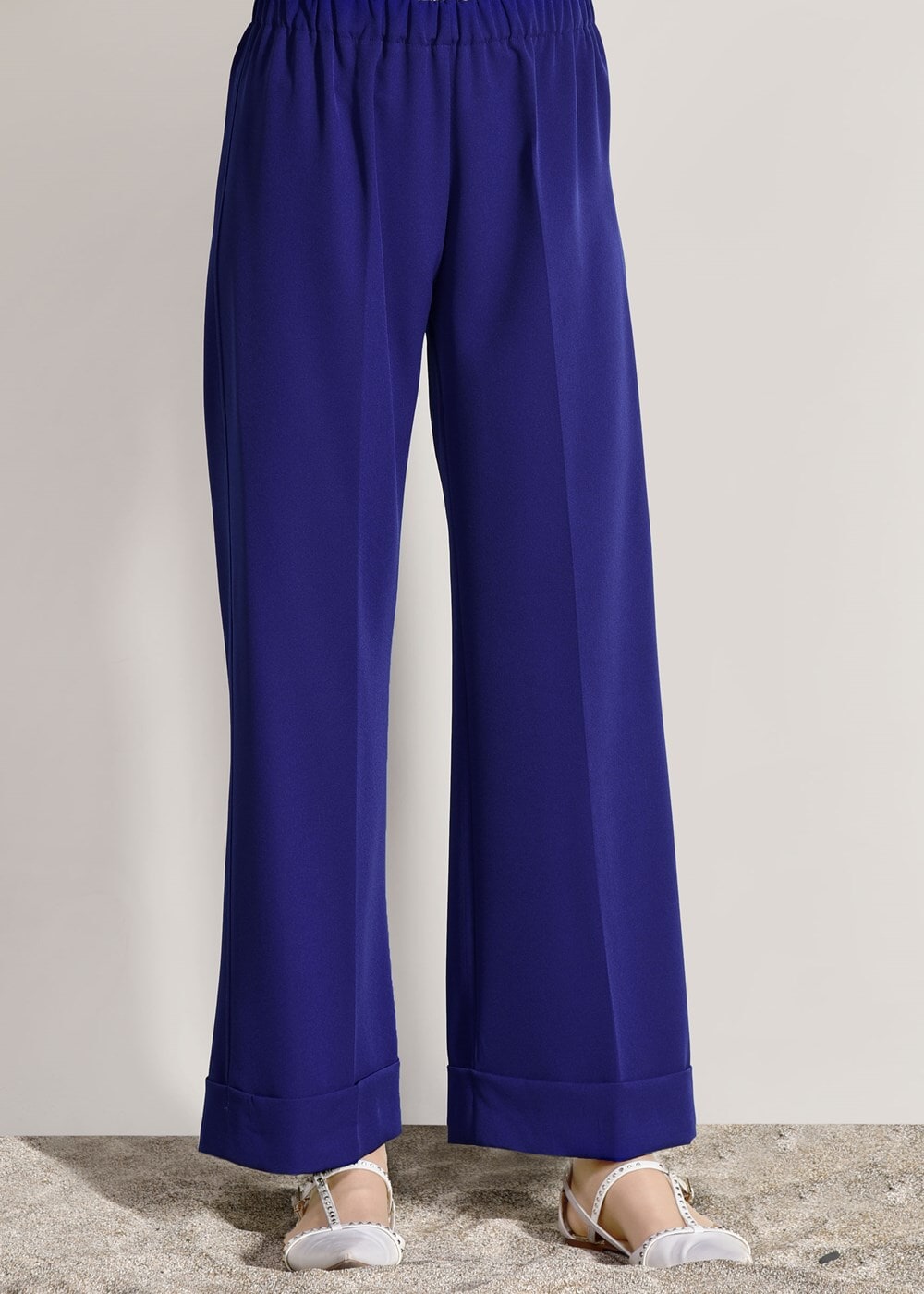 Tesettür giyim LACİVERT BEL KISMI LASTİKLİ BOL PAÇA PANTOLON 9954 