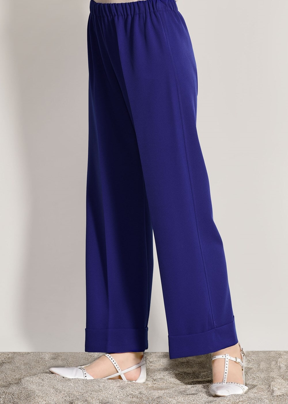 Tesettür giyim LACİVERT BEL KISMI LASTİKLİ BOL PAÇA PANTOLON 9954 