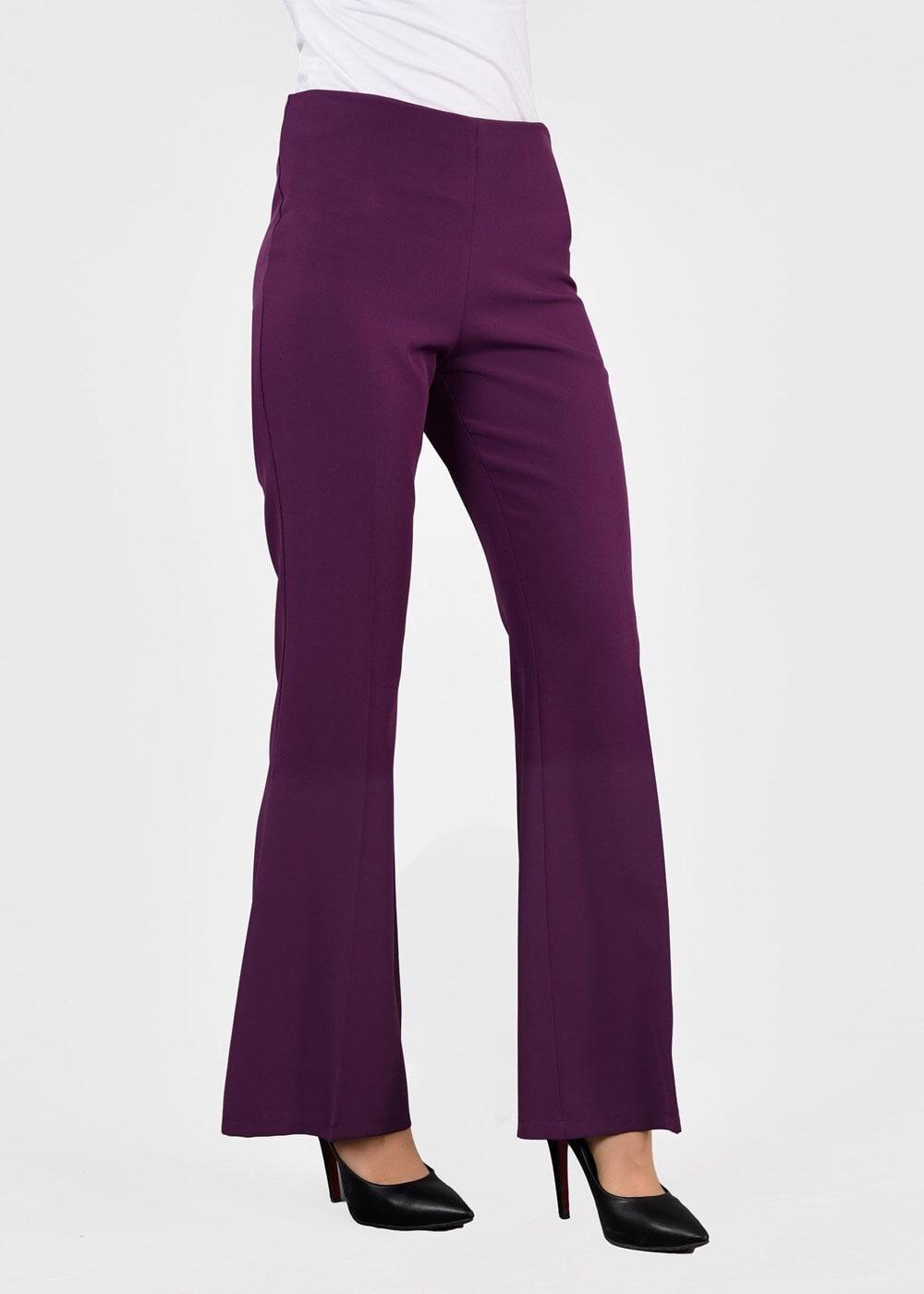 Vêtements hijab POURPRE PANTALON EN PATTES D′ÉLÈPHANT À HAUTE-TAILLE 3854 