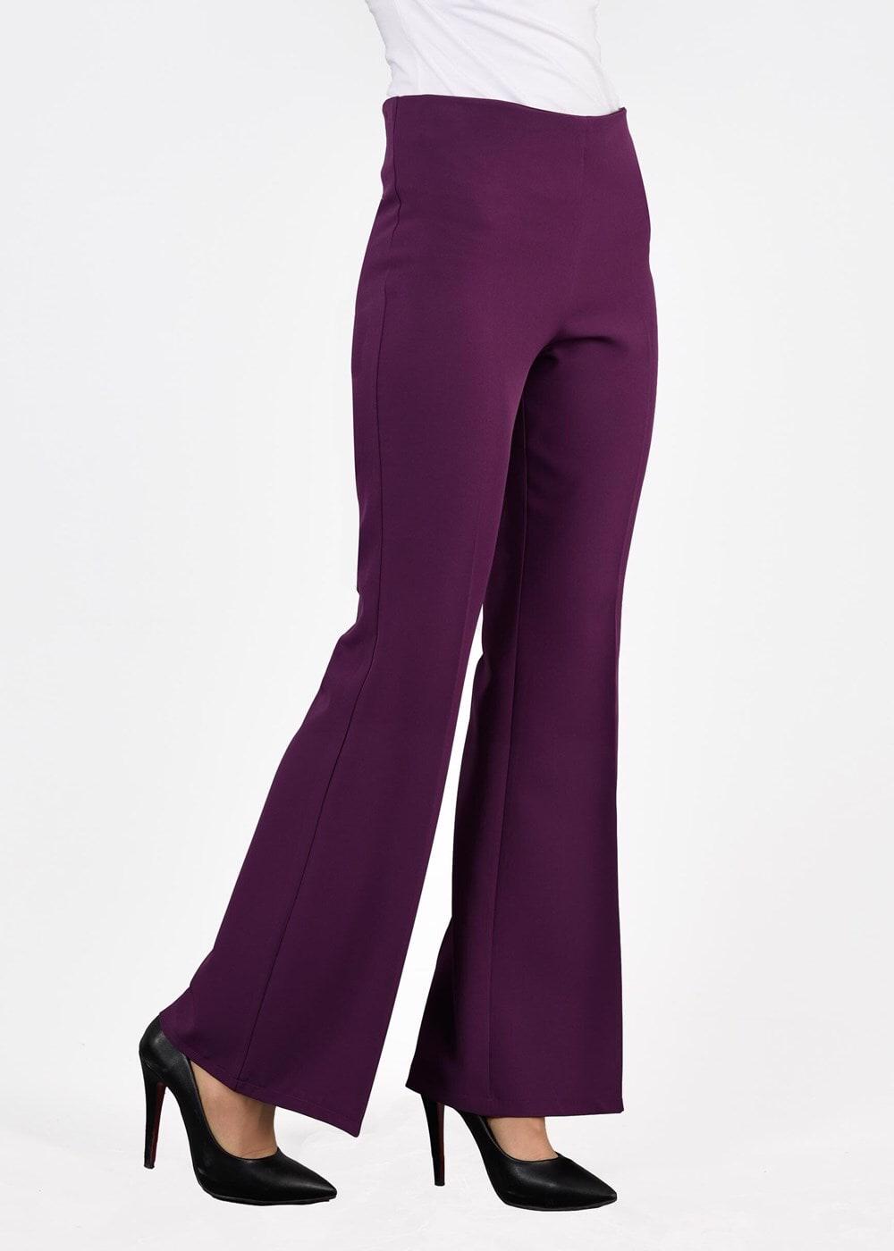 Vêtements hijab POURPRE PANTALON EN PATTES D′ÉLÈPHANT À HAUTE-TAILLE 3854 