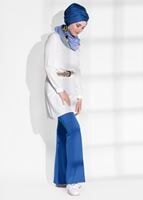 Vêtements hijab BLEU MARINE PANTALON EN PATTES D&prime;ÉLÈPHANT À HAUTE-TAILLE 3854 