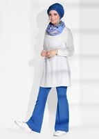 Vêtements hijab BLEU MARINE PANTALON EN PATTES D&prime;ÉLÈPHANT À HAUTE-TAILLE 3854 