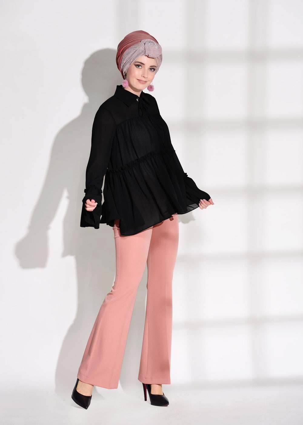 Vêtements hijab ROSE PANTALON EN PATTES D′ÉLÈPHANT À HAUTE-TAILLE 3854 