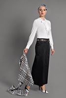 Tesettür giyim SİYAH BOL PAÇA KEMERLİ PANTOLON 4605 