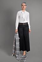 Tesettür giyim SİYAH BOL PAÇA KEMERLİ PANTOLON 4605 