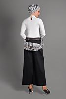 Tesettür giyim SİYAH BOL PAÇA KEMERLİ PANTOLON 4605 