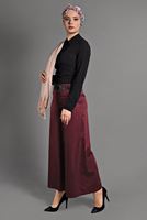 Tesettür giyim BORDO BOL PAÇA KEMERLİ PANTOLON 4605 