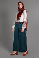 Vêtements hijab BLEU PANTALON À BOOT-CUT AVEC CEINTURE 4605 