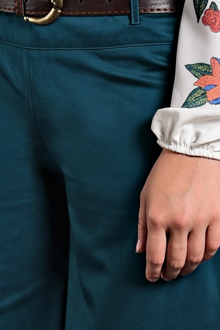 Vêtements hijab BLEU PANTALON À BOOT-CUT AVEC CEINTURE 4605 