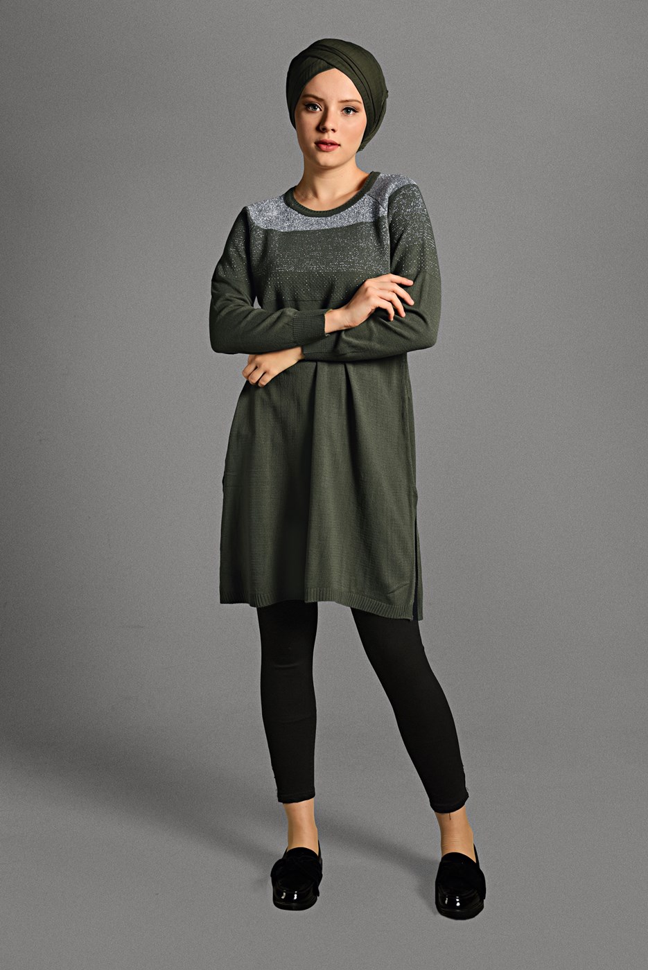 Tesettür giyim SİYAH FERMUAR DETAYLI LİKRALI PANTOLON 5338 