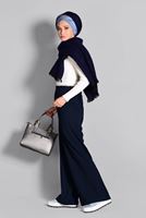 Tesettür giyim LACİVERT BELİ LASTİKLİ TRİKO PANTOLON 7216