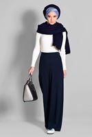 Tesettür giyim LACİVERT BELİ LASTİKLİ TRİKO PANTOLON 7216