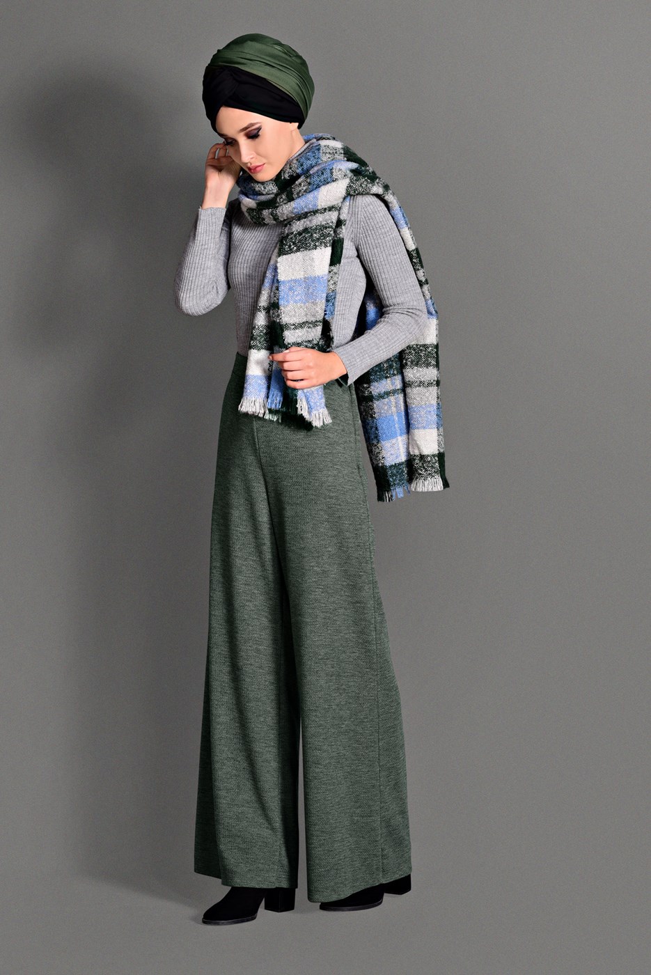 Tesettür giyim VİZON BELİ LASTİKLİ TRİKO PANTOLON 7216