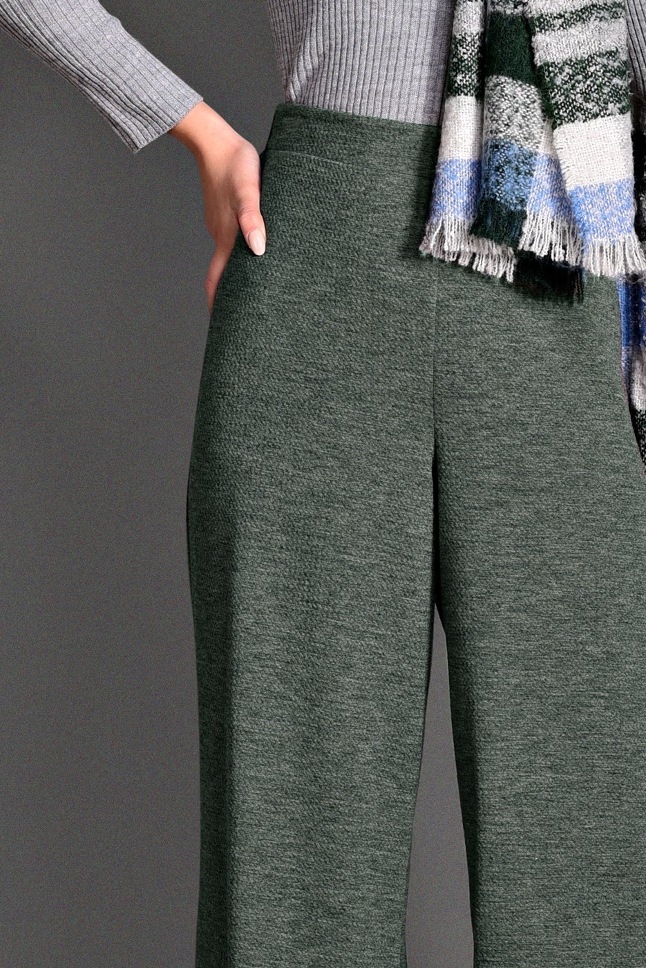 Tesettür giyim VİZON BELİ LASTİKLİ TRİKO PANTOLON 7216