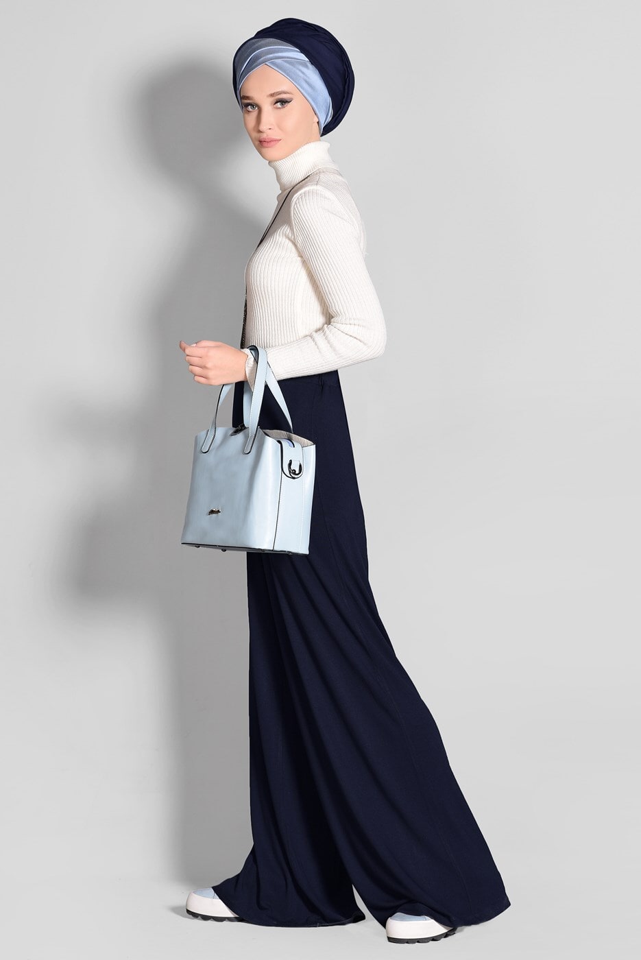 Tesettür giyim LACİVERT BELİ LASTİKLİ SALAŞ PANTOLON 7217