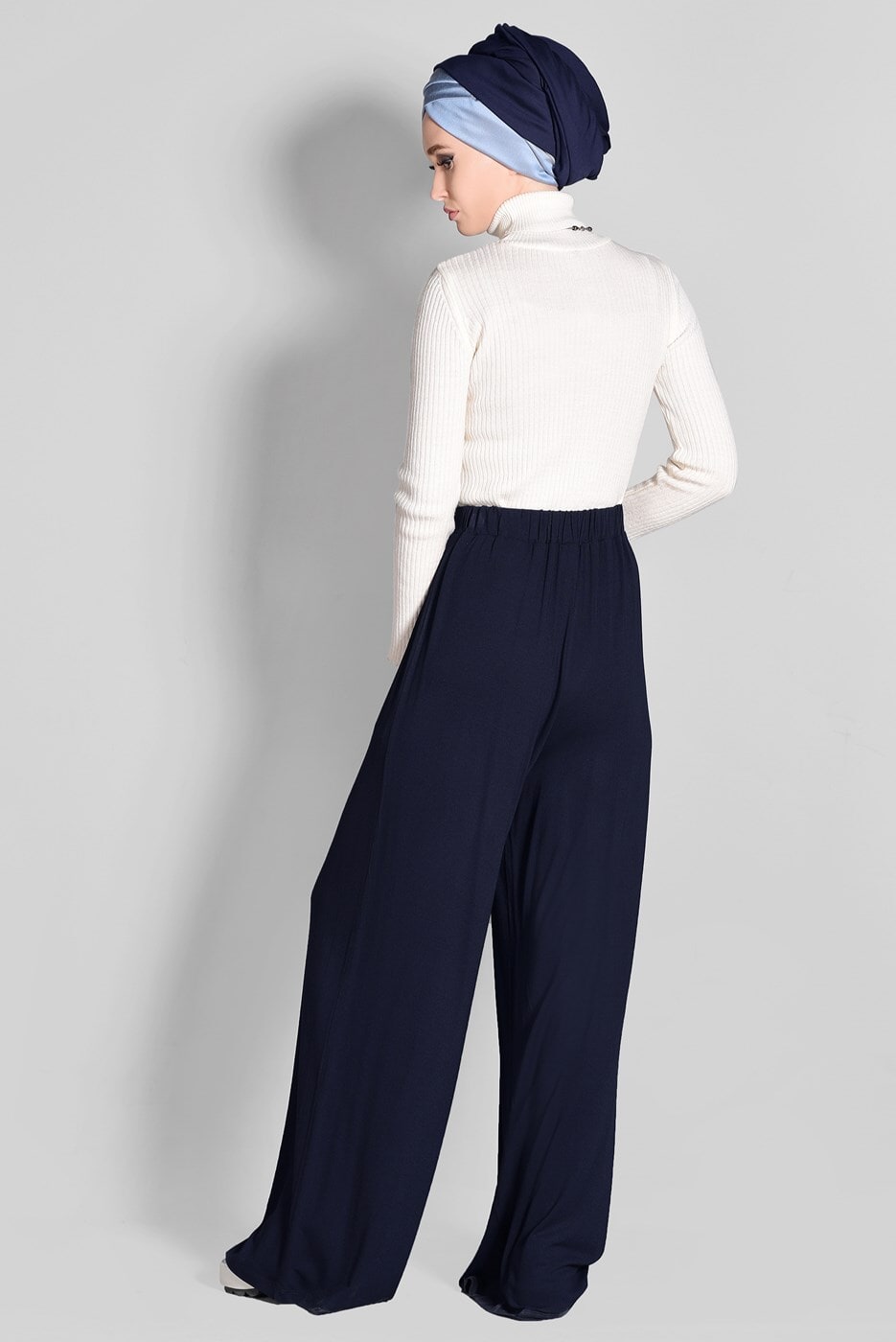 Tesettür giyim LACİVERT BELİ LASTİKLİ SALAŞ PANTOLON 7217