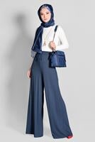 Tesettür giyim LACİVERT BELİ LASTİKLİ SALAŞ PANTOLON 7217