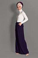 Tesettür giyim MOR BELİ BAĞCIKLI GENİŞ KESİM PANTOLON 7228 