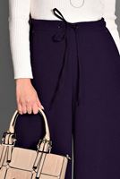 Tesettür giyim MOR BELİ BAĞCIKLI GENİŞ KESİM PANTOLON 7228 