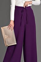 Tesettür giyim MOR BELİ BAĞCIKLI GENİŞ KESİM PANTOLON 7228 
