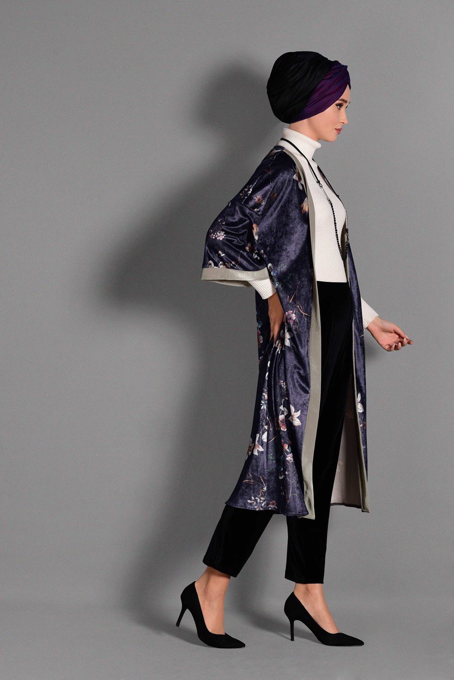 Tesettür giyim SİYAH KADİFE HAVUÇ PANTOLON 7236 