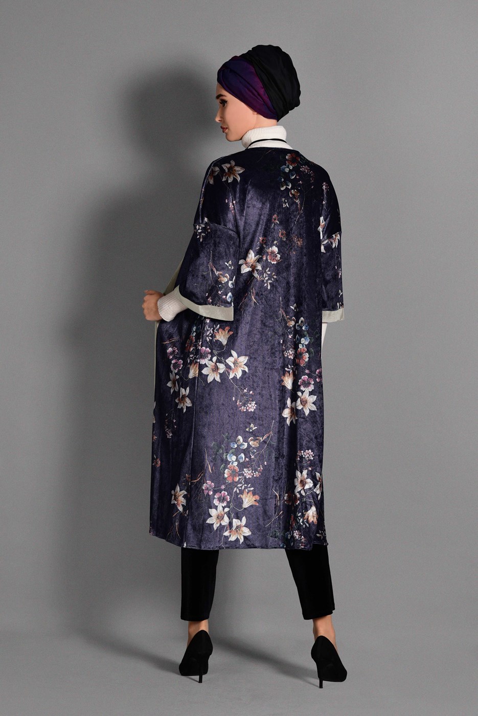 Tesettür giyim SİYAH KADİFE HAVUÇ PANTOLON 7236 